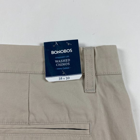 NWT Bonobos Straight Leg Washed Chinos Pants Mens 38 x 30 Stone Beige Cotton - Picture 8 of 16